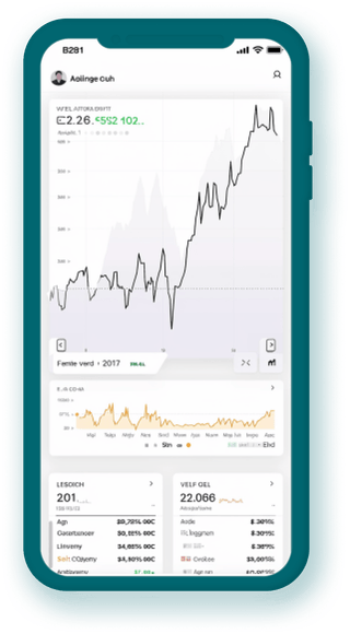 Tracker di portafoglio mobile che mostra statistiche di criptovalute in tempo reale